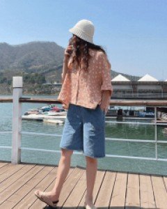 #1352 아방핏 플라워 언발셔츠