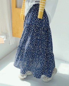 프일라 잔꽃 프릴롱 밴딩스커트