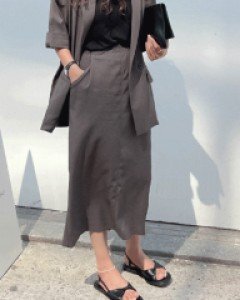 #2363 아이스 트임롱 밴딩스커트