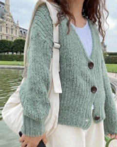 포이디 브이넥 니트가디건