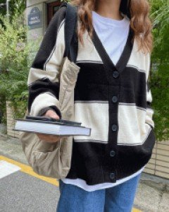 모얼리 단가라 브이넥 가디건
