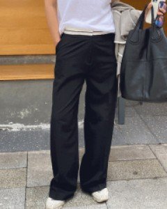 호아프 배색 와이드 슬랙스