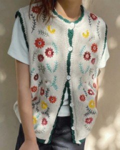 가이딘 플라워 니트 베스트