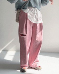 피코에 핀턱 데미지 워싱팬츠