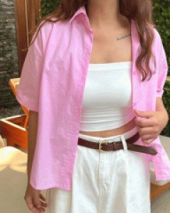 세더인 세미크롭 반팔 셔츠