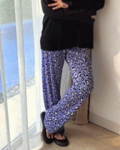 보어비 호피 플리츠 밴딩팬츠