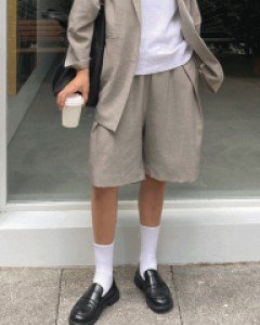 #2395 아이스 핀턱 버뮤다 팬츠