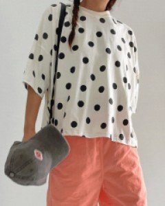 젤리비 오버핏 도트 반팔티