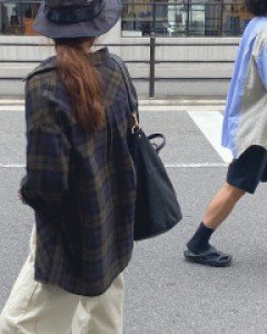 #MACHREE B1413 페스츄리 체크 이중지 셔츠