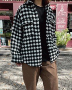 스커딘 깅엄 체크 셔츠자켓