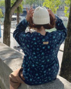 #1421 플라워가든 포켓 후리스(네이비)