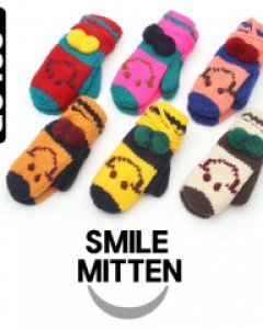 6컬러 귀여운 스마일 털 벙어리장갑 따뜻한안감~ 커플장갑 니트장갑