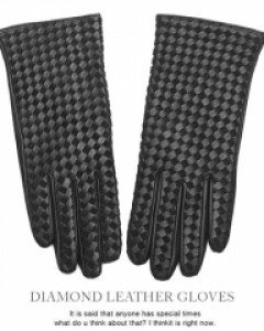 체스무늬 블랙 양가죽장갑 천연양가죽 여자 겨울털장갑