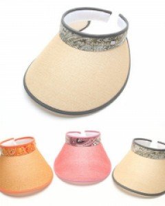 3컬러 밀짚챙 페이즐리 선캡 자외선차단 여자 여름 모자