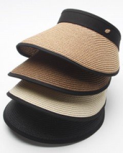 4컬러 골드리프 와이어챙 선캡 여름 여자 밀짚모자