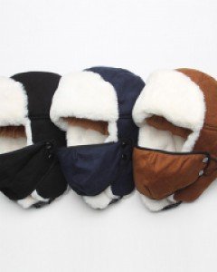 솔리드 화이트퍼 마스크 털군밤모자 겨울 무스탕 귀달이 귀덮는 방한귀마개 트래퍼햇