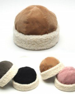 4컬러 원형 양털 코듀로이 와치캡 남자 여자 겨울 털모자 비니