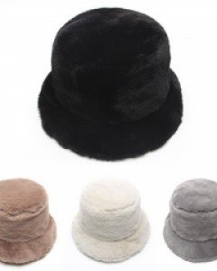 4컬러 부드러운 밍크털 벙거지모자 겨울 여자버킷햇 페이크 퍼햇