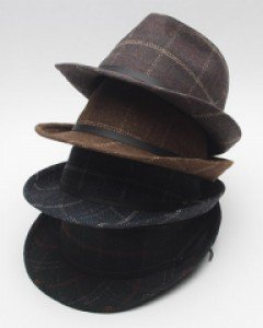 4컬러 쉐인 울체크 모직 페도라 남자 여자 FW 중절모