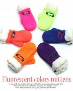 비비드 6컬러 형광 단추 벙어리장갑 컬러풀한 커플장갑 겨울털장갑
