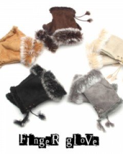 5컬러 스웨이드 천연토끼털 반장갑 암워머 여자장갑 겨울털장갑
