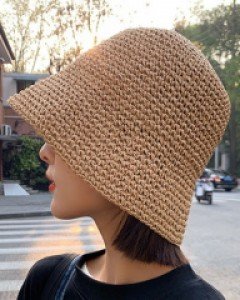 3컬러 밀짚니팅 벙거지모자 여자 여름 버킷햇