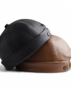 4컬러 레더 와치캡 FW 남자 여자 가죽 빵모자