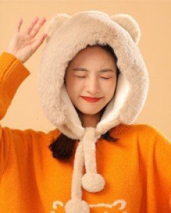 보들 따숨 페이크퍼 곰돌이 털모자 귀덮는 귀마개 후드목도리 귀덮개 퍼햇