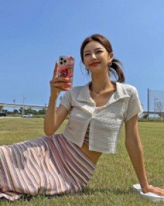 립합 레이스 카라 가디건