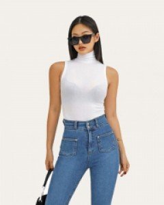 립합 슬림 하이넥 슬리브리스