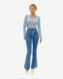 사선 부츠컷 데님 팬츠