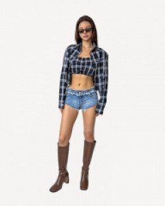 체크 크롭 세트