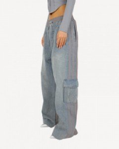 데님 카고 와이드 팬츠