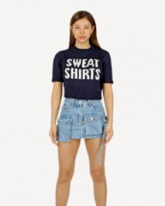 레터링 반팔 니트