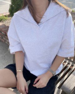 캔버스 카라 케이프 반팔 맨투맨