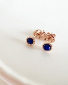 천연 라피스라줄리 베즐 귀걸이