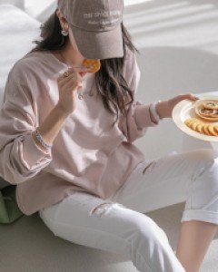 [2만장 누적판매][55~120] 편안한 파스텔컬러의 슬라브 맨투맨 #NAK MADE.