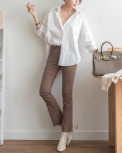 [S~3XL] 슬림한 라인을 연출해주는~ 부츠컷 밴딩 면 팬츠