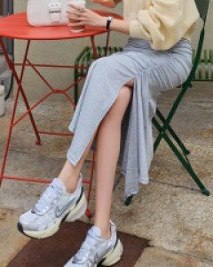 [55~88] 입체적인 볼륨감~옆트임 셔링스판 롱 스커트 #NAK MADE.