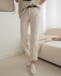 [S~L] 트렌디한 크림컬러 스티치 코튼 팬츠