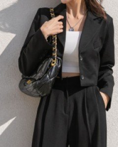 크롭자켓+와이드 슬랙스 상하셋트/셋업룩