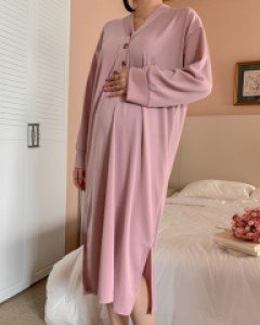 임부복*포근브이넥버튼 임산부원피스(수유가능)