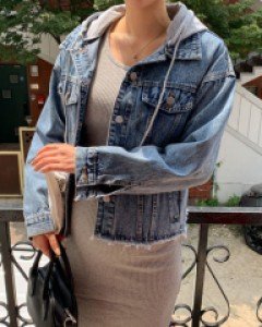 임부복*레이어후드탈부착 데님자켓