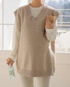 임부복*루즈핏레이어드 브이넥조끼
