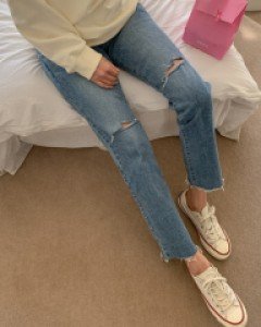 임부복*포인트무릎컷팅일자 임산부청바지