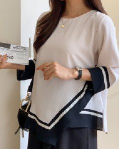 임부복*판초사각배색 블라우스