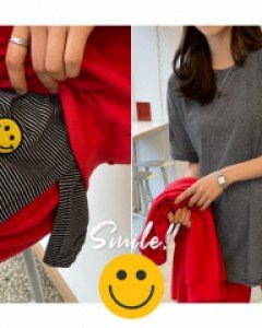 스마일 자수 레이어드 롱티