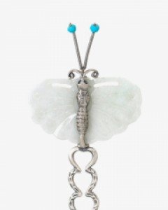 [나스첸카] 하양 나비 _ jade 비취 나비 뒤꽂이