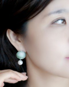 [NAS] 꿀 비취 [실버 수공예 비취 진주 귀걸이]