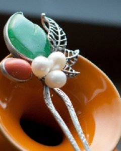 [나스첸카] 햇살 두조각 [실버 수공예 진주 뒤꽂이]